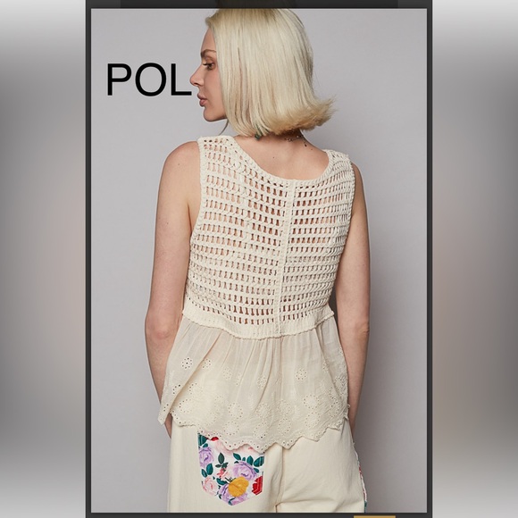 POL Cream and Pink Embroidered Tank Top - Picture 3 of 7